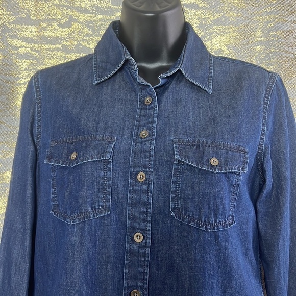 Banana Republic Dark Soft Wash Button Up Denim Shirt Size XS - Picture 5 of 16